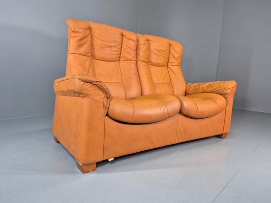 Two Seater Settee Ekornes Stressless Tan Leather Recline Retro EB10926 M2SS1
