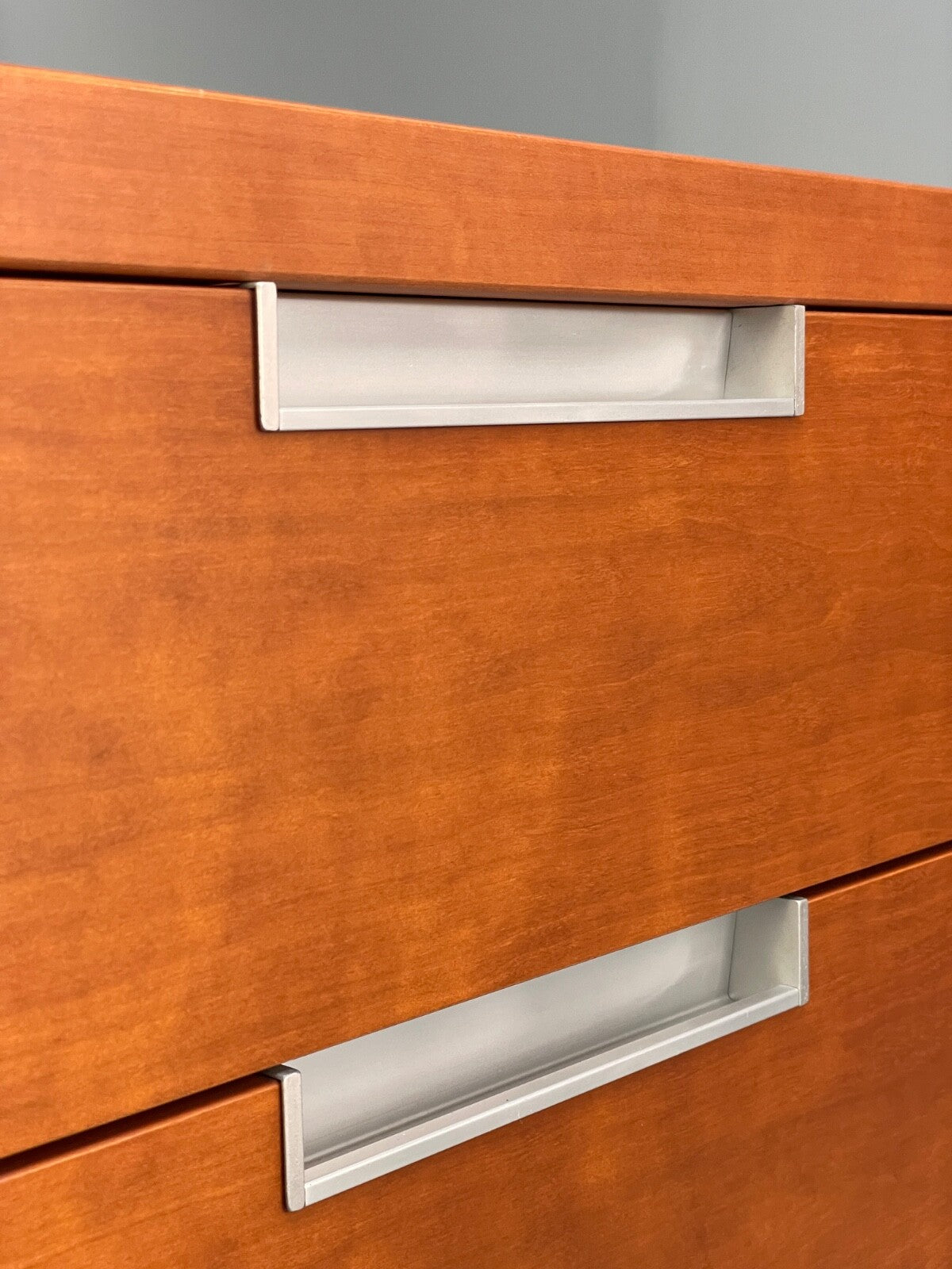 Vintage Cherry Chest Of Drawers Aluminium Details 1980s Design EB9809 MWOO - UKDK FURNITURE