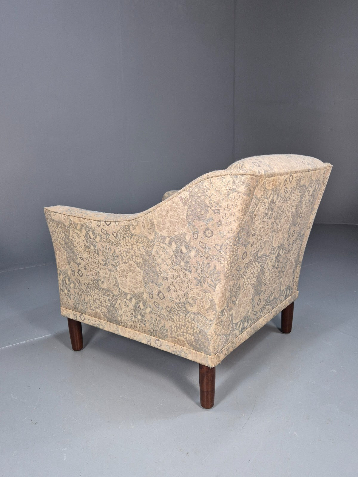 Vintage Danish Lounge Chair Abstract Floral 1980s Material Retro EB09600 MNOR - UKDK FURNITURE