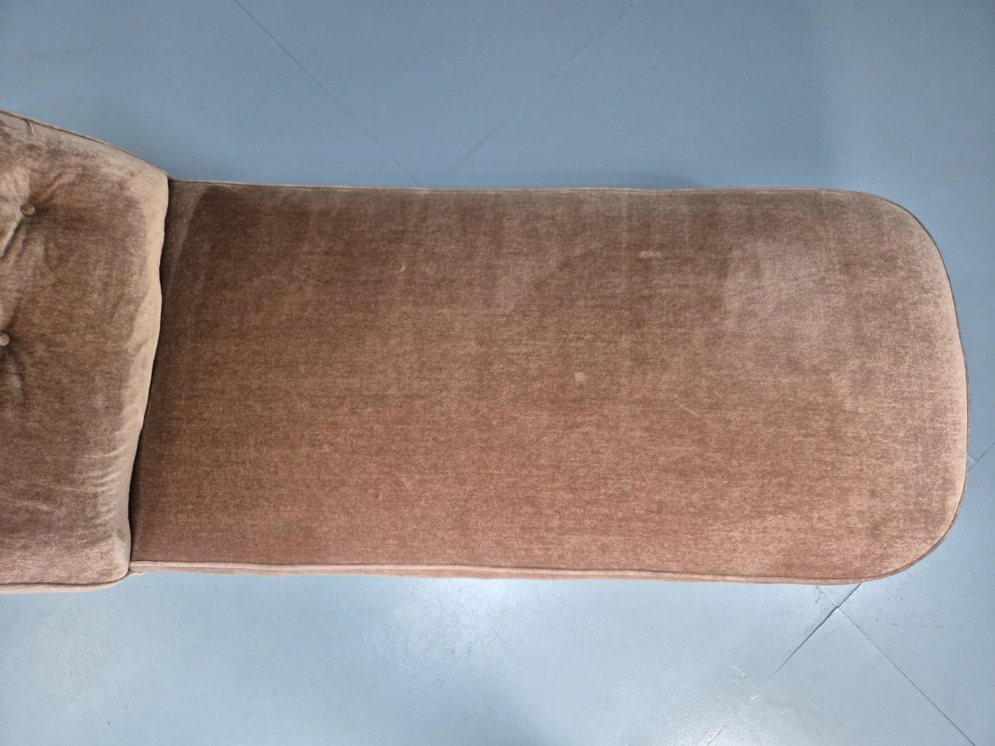 Antique Chaise Lounge Edwardian Peach Velour Turned Oak Legs 1900s EB10705 VCHA8