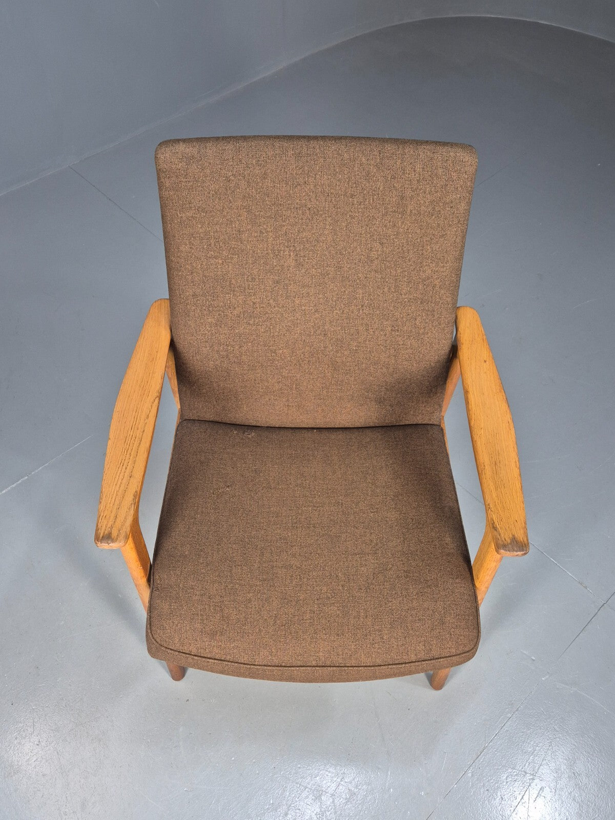 Vintage Danish Elbow Chair Green Wool Oak Frame Hong Stolefabrik MCM EB8485 MDIN - UKDK FURNITURE