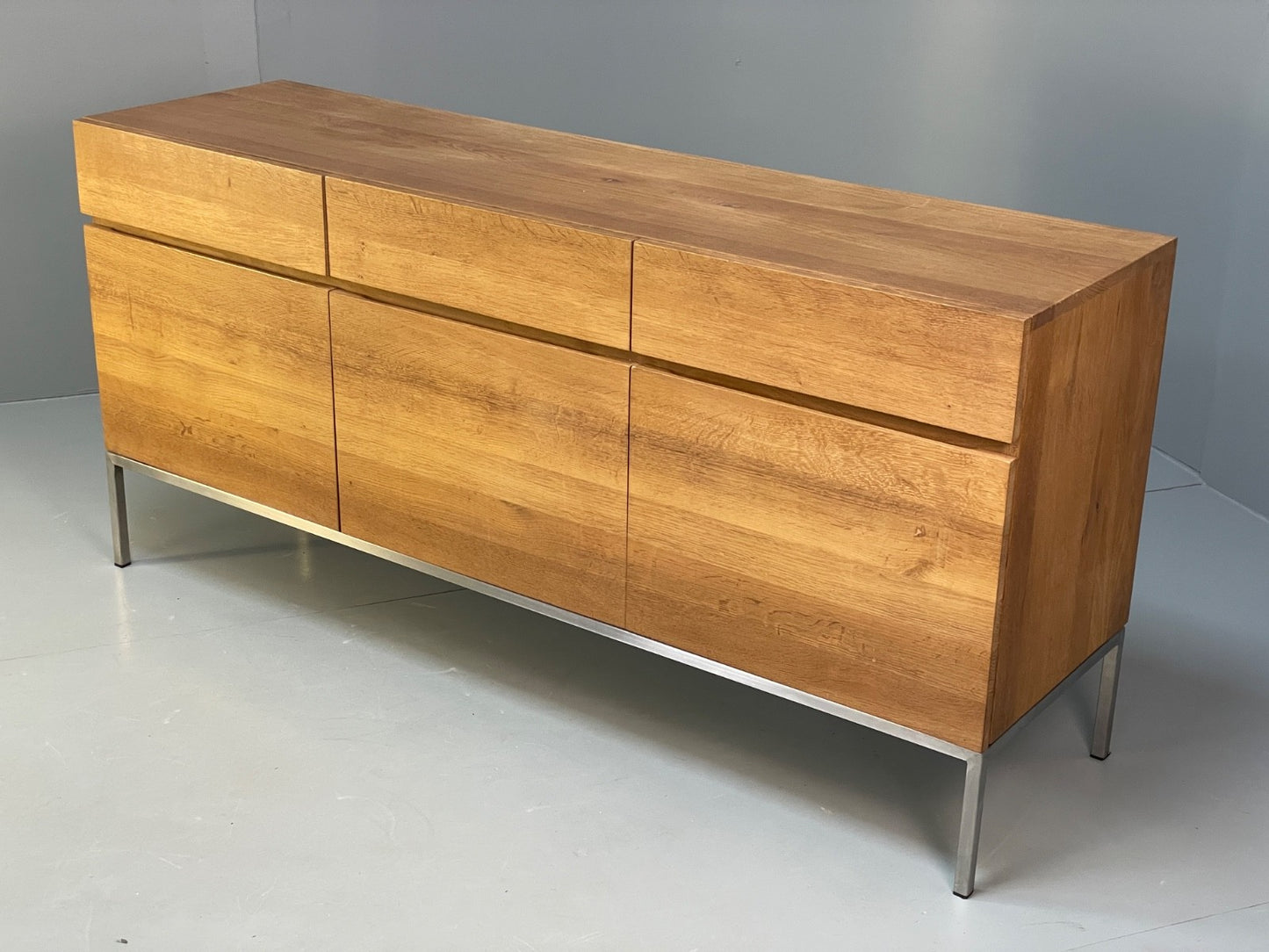 Modern Solid Oak Sideboard Ligna By Ethnicraft Steel Base EB9836 MWOO - UKDK FURNITURE