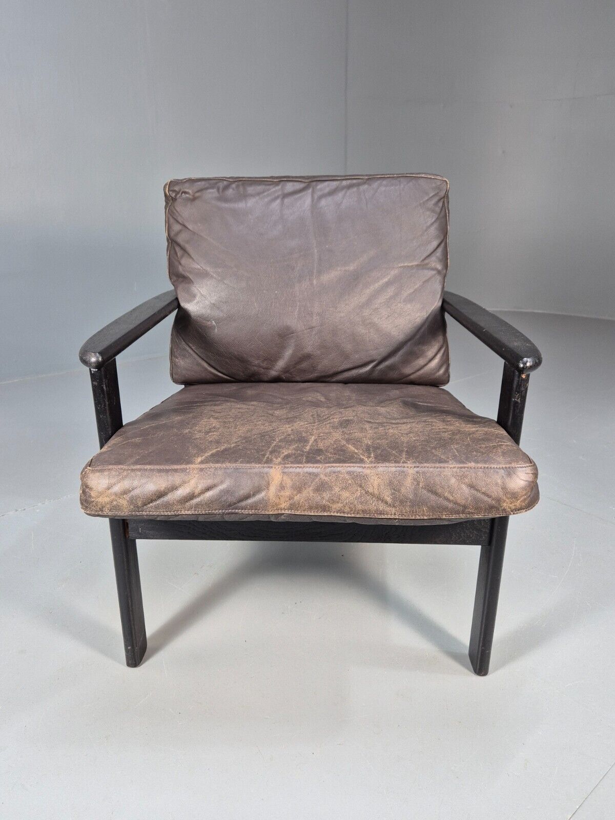 Vintage Danish Lounge Chair Brown Leather Beech Frame 1960s Retro EB8965 MNOR - UKDK FURNITURE
