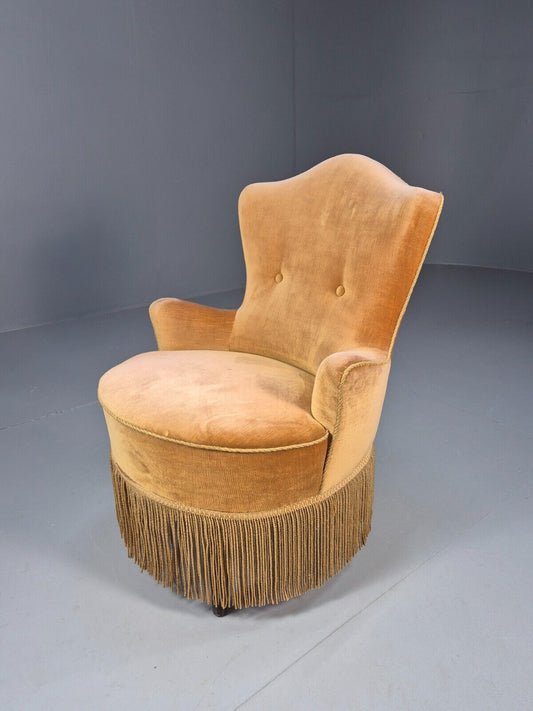 Vintage Danish Lounge Chair Gold Velour 1930s Boudoir Suite EB9136 VCLO - UKDK FURNITURE