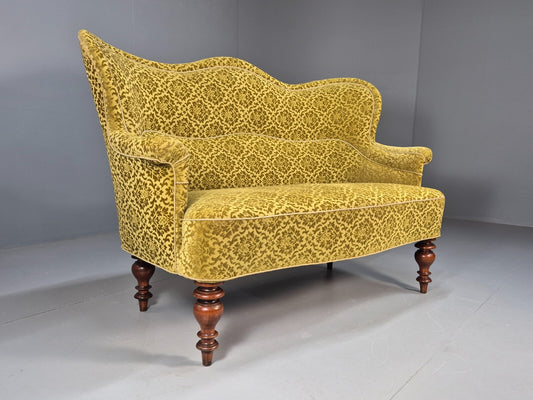 Antique 2 Seater Sofa Camel Back Gold Embossed Velour Danish Design EB9580 V2SS - UKDK FURNITURE