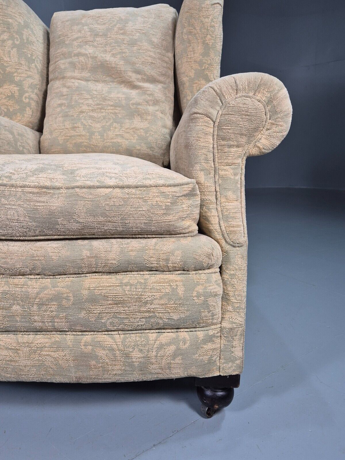 Vintage Wing Back Lounge Chair Floral Damask Edwardian Antique EB7787 MNOR - UKDK FURNITURE
