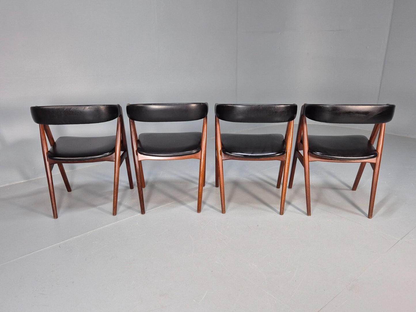 4 Teak Danish Dining Chairs by Farstrup 1960s Compass Model MCM EB9538 MDIN - UKDK FURNITURE
