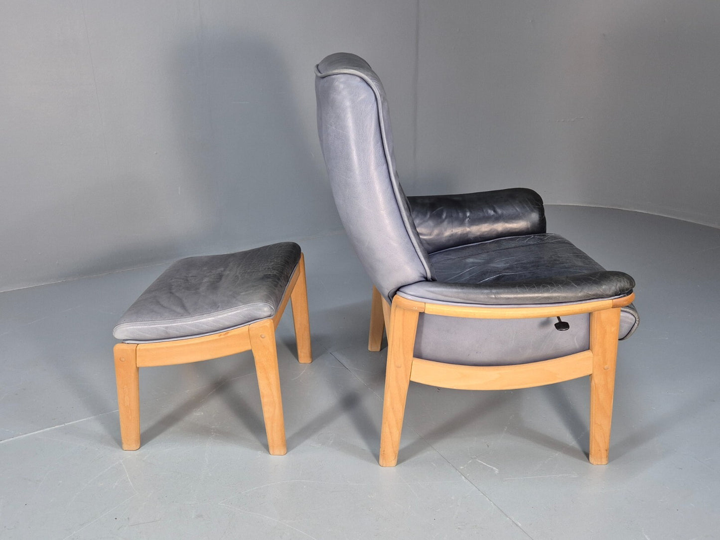 Mogens Hansen Leather Chair and Footstool Vintage Danish Design 1990 EB9270 MNOR - UKDK FURNITURE