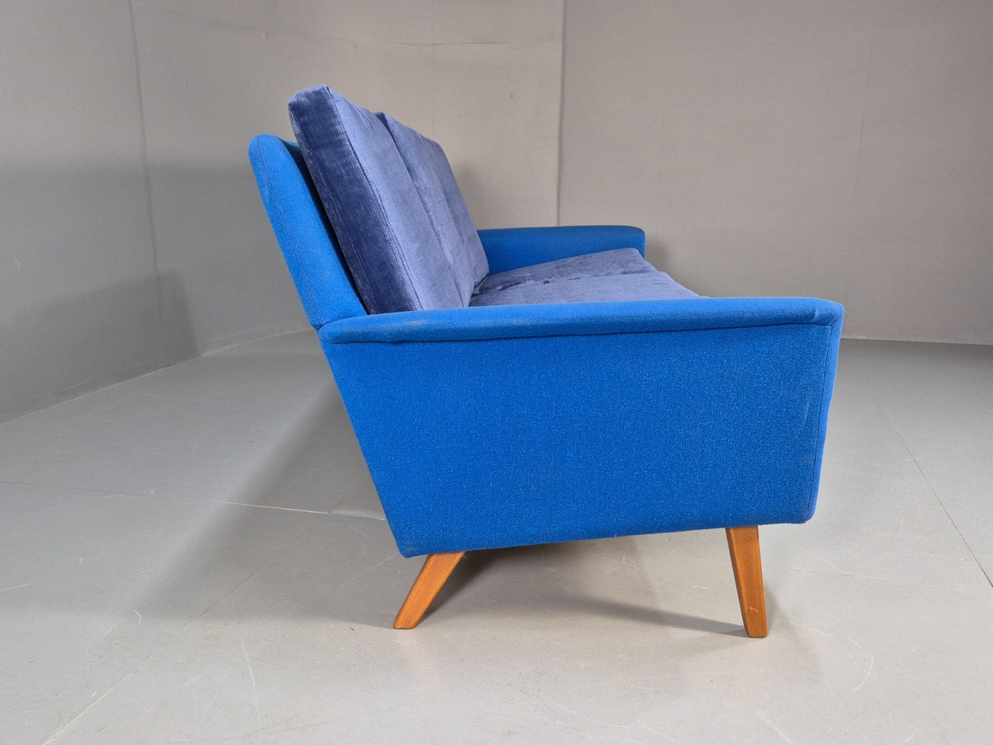 Vintage Folke Ohlsen 3 Seat Sofa Blue New Cushions 1960s Dux Sweden EB9363 M3SS - UKDK FURNITURE