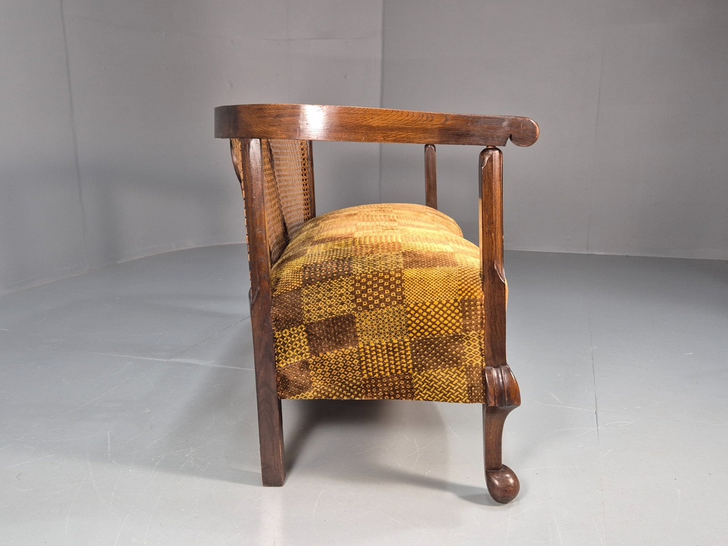 Art Deco Era Settee Two Seater Oak Frame `Bergere Back 1920s EB10692 VBER10