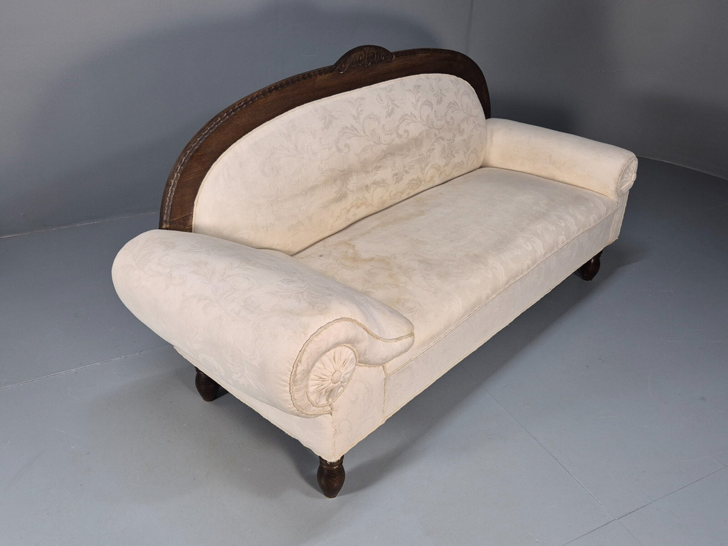 Antique Art Deco Danish Chaise Lounge Off White Mahogany Frame 1930s EB9623 VCHA - UKDK FURNITURE