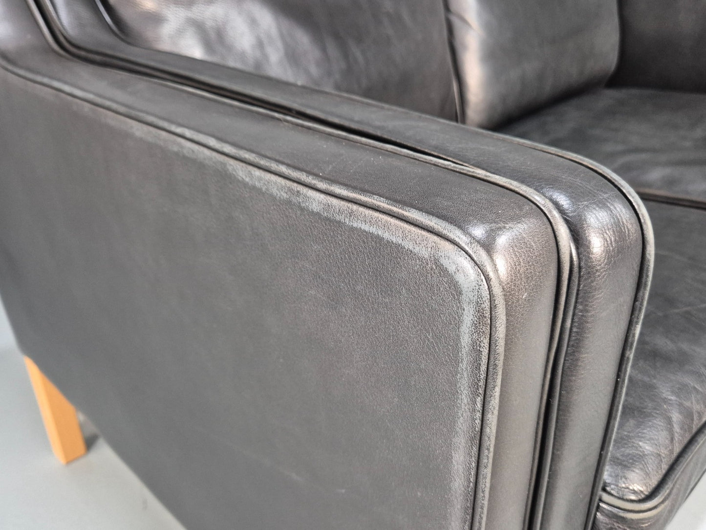 Mid Century Stouby Eva Two Seater Sofa Vintage Danish Black Leather EB10108 M2SS12