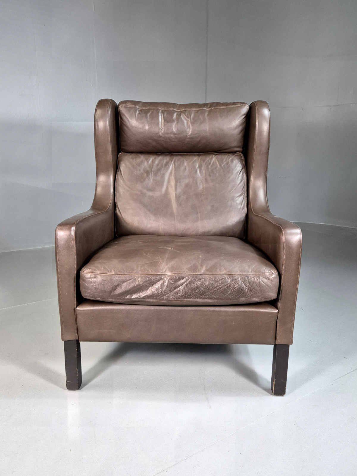 Vintage Danish Wingback Lounge Chair Brown Leather Mogensen Retro EB7211 MNOR - UKDK FURNITURE