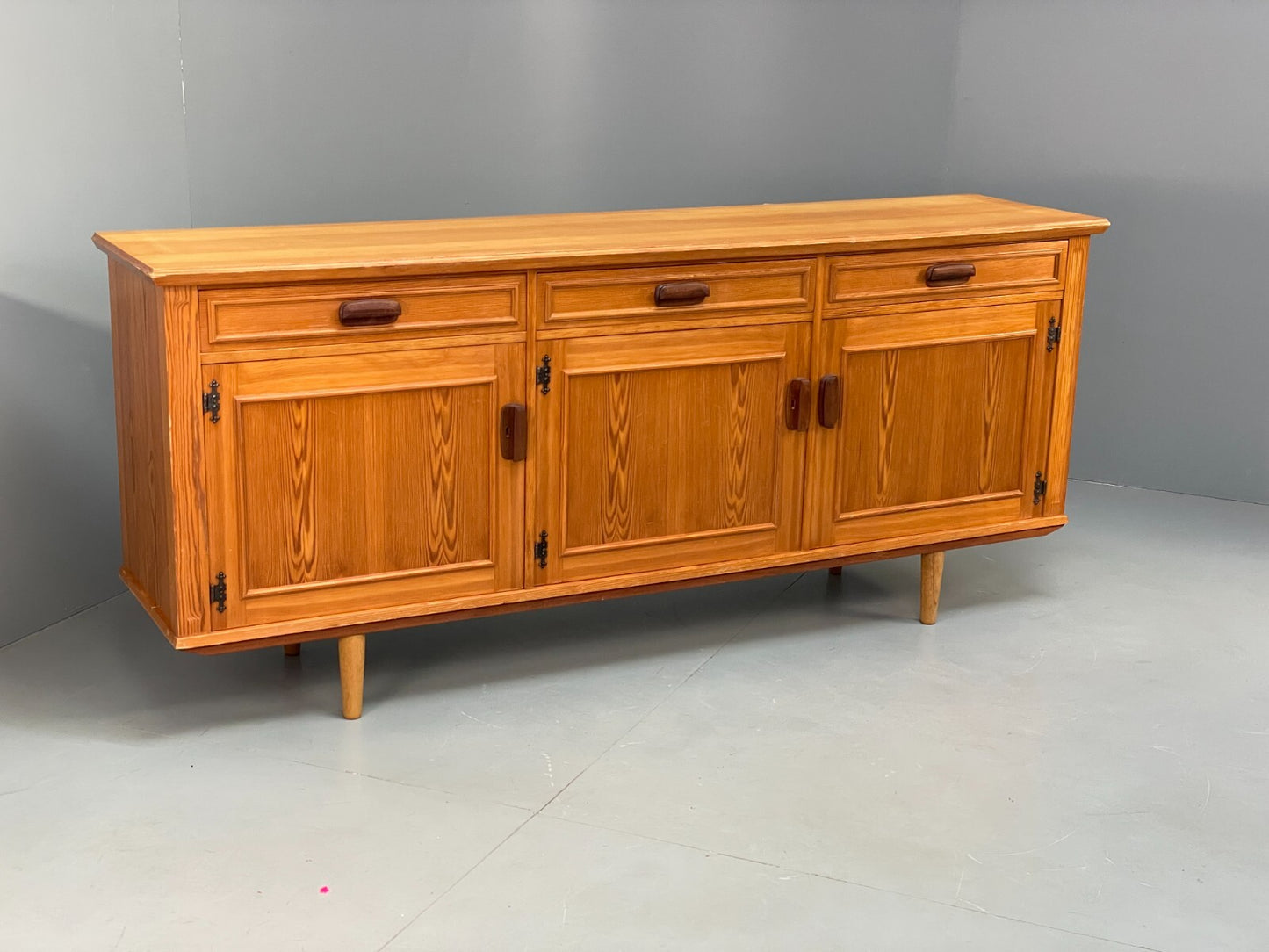Vintage Pine Sideboard With Teak Handles Retro Unique Design EB9427 MWOO - UKDK FURNITURE