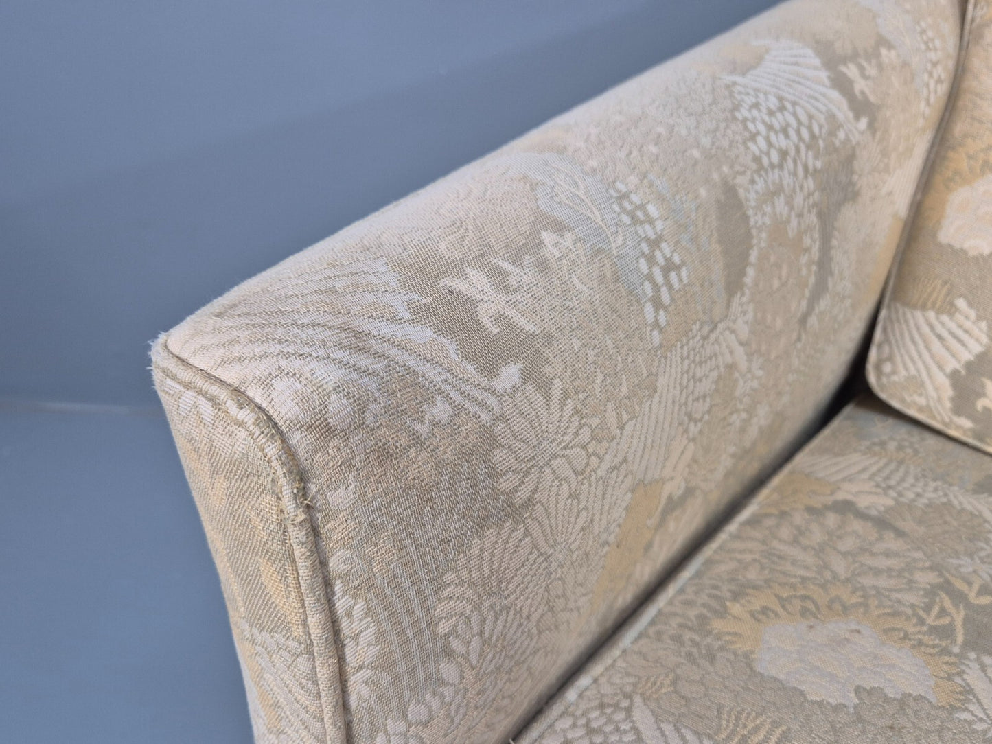 Vintage Danish 3 Seat Sofa Mid Century Shape Floral Cream Cotton 70s EB9579 M3SS - UKDK FURNITURE