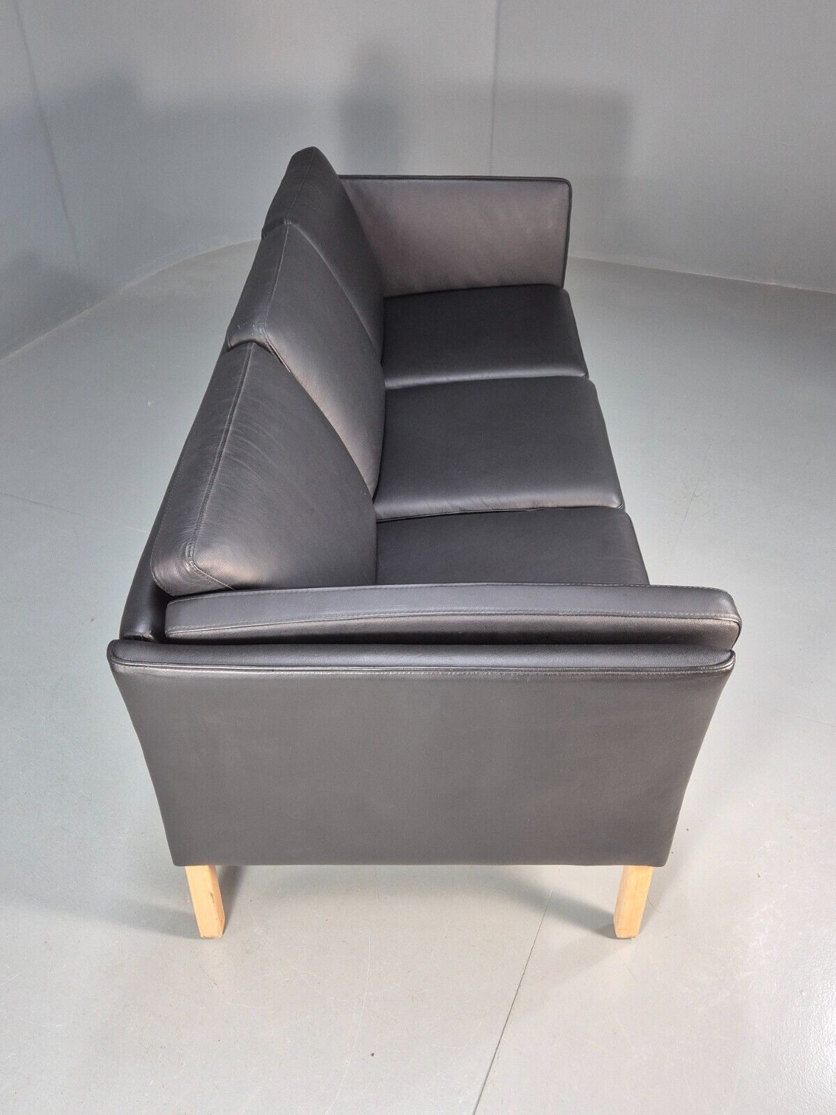 Vintage Danish 3 Seat Sofa Black Leather MId Century Retro 1980s EB8625 M3SS - UKDK FURNITURE