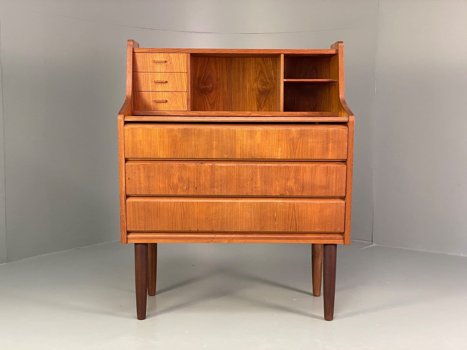 Vintage Teak Writing Desk Danish Mid Century Drawers Bureau EB8809 MWOO - UKDK FURNITURE