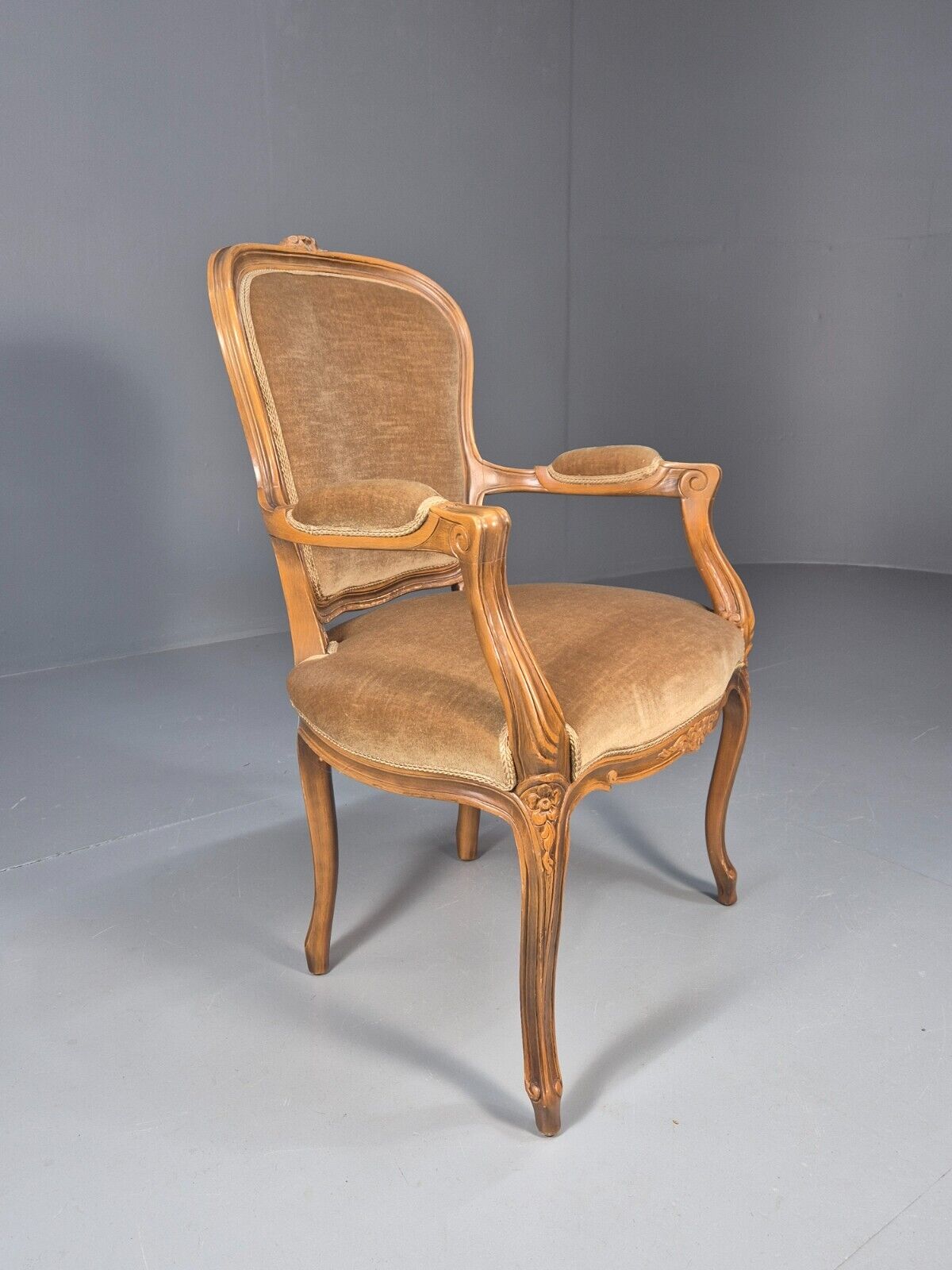 Vintage Danish Lounge Chair Gold Velour Antique French Style EB8993 VCLO - UKDK FURNITURE