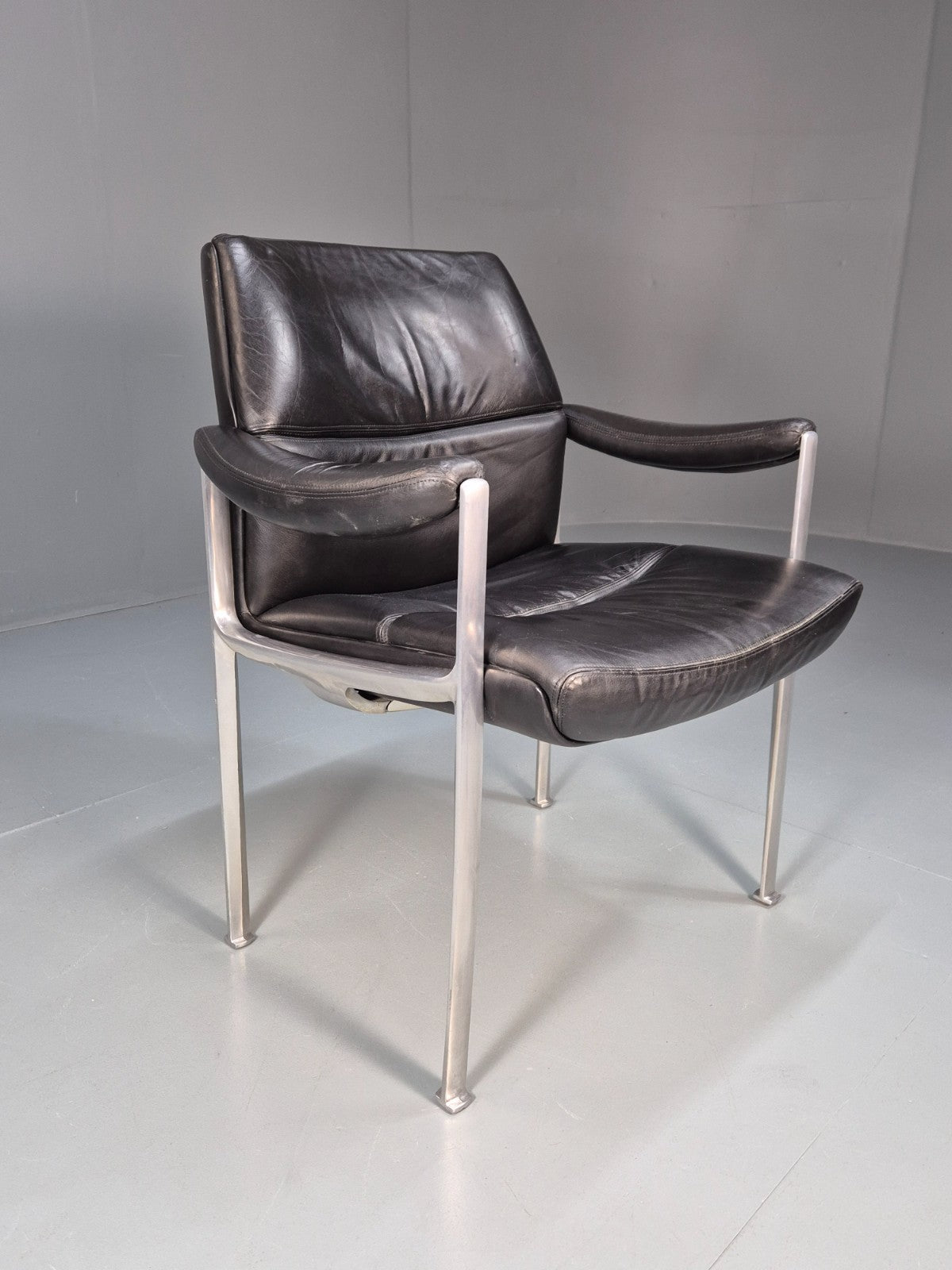 Roder Sohne Leather and Aluminium Boardroom Chair 1960s Retro MCM EB10644 MNOR4