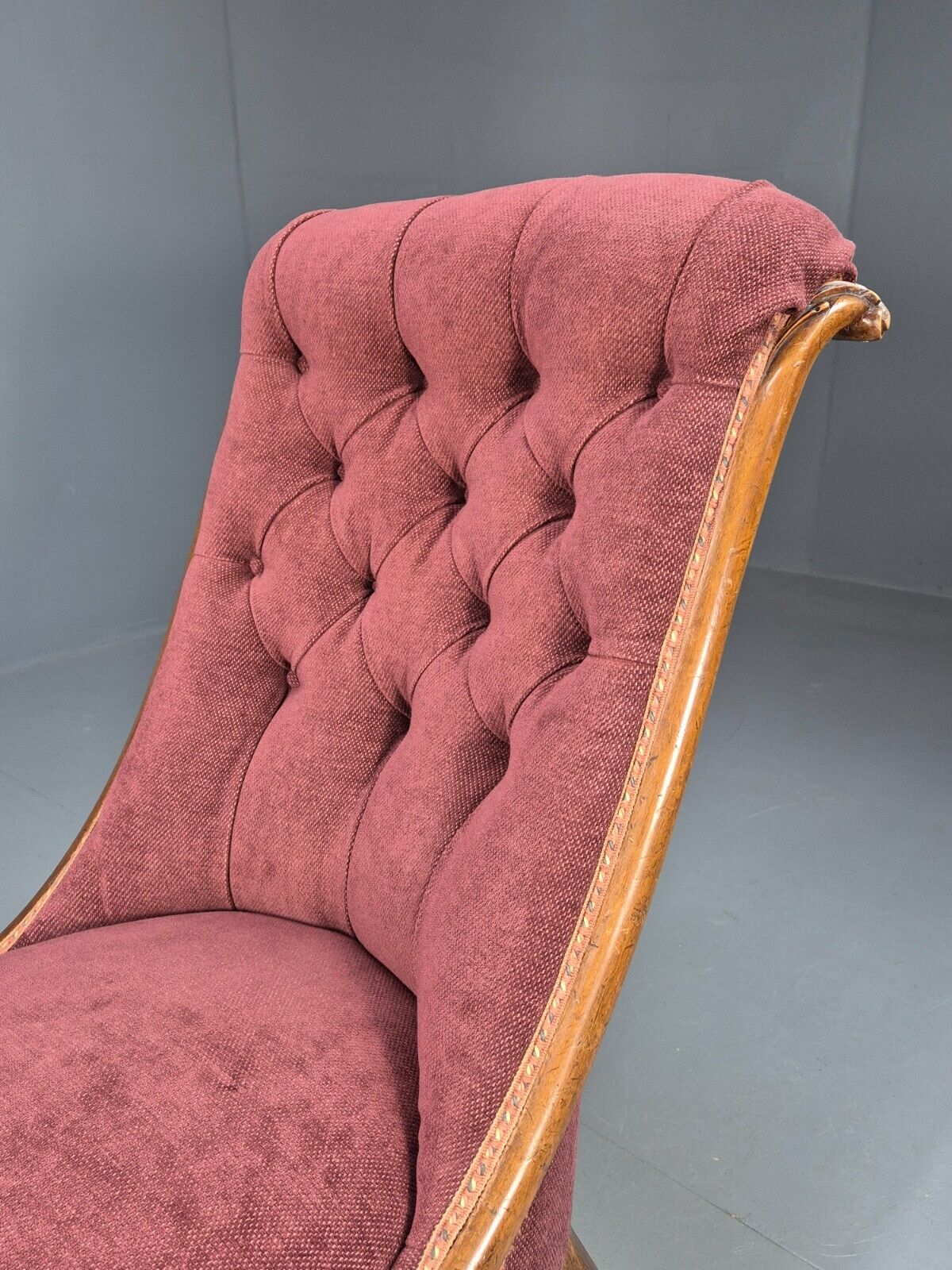 Vintage Nursing Chair Pink Cotton Fruitwood Frame 1800s Antique EB8454 VCLO - UKDK FURNITURE