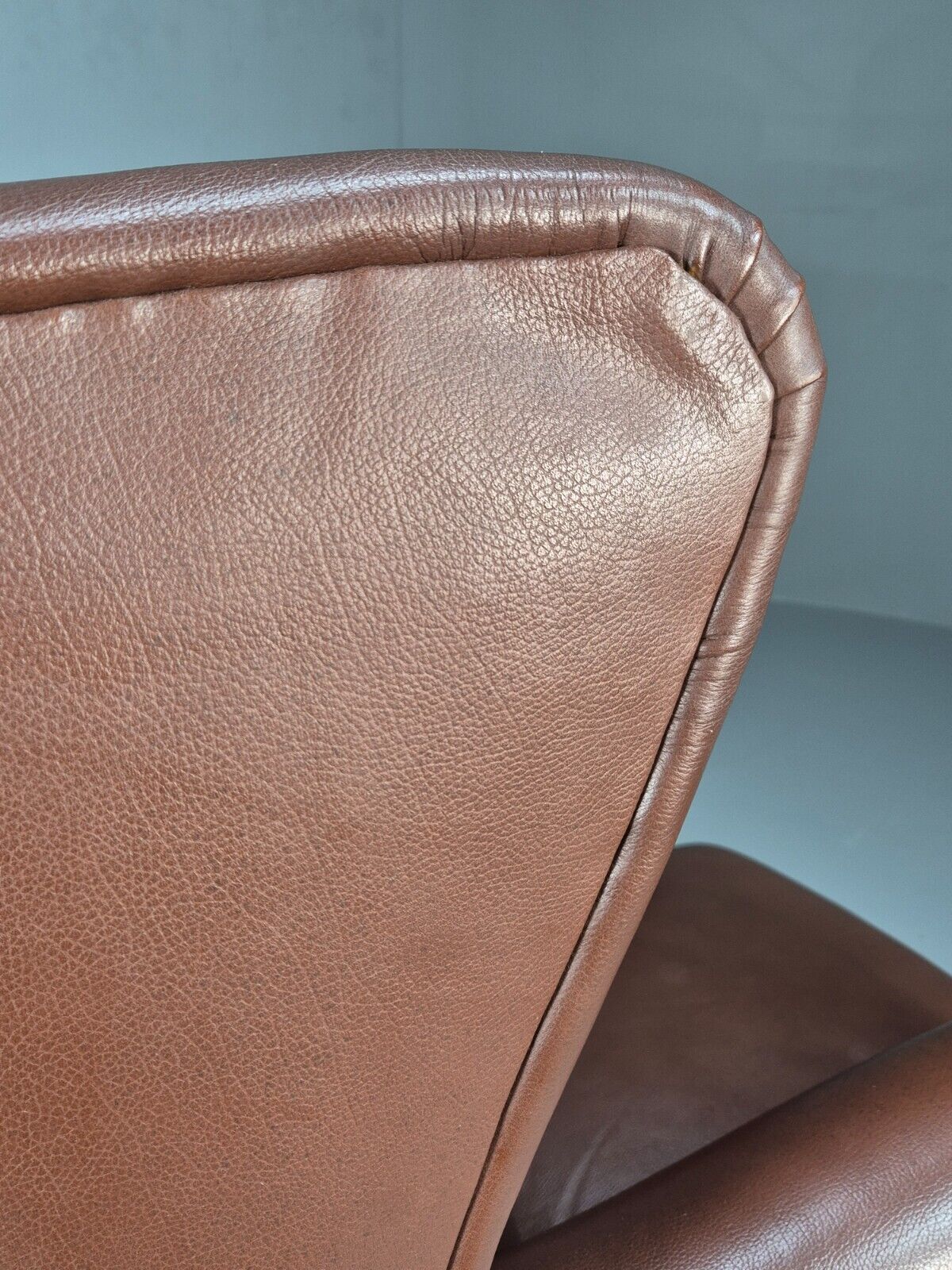 Vintage Danish Wingback Armchair Brown Leather Button Detail EB8782 VLEA - UKDK FURNITURE