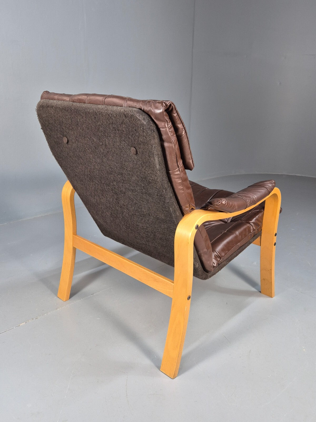 Brown Leather Bentwood Armchair Danish Modern Design Mid Century EB9248 MBEN - UKDK FURNITURE
