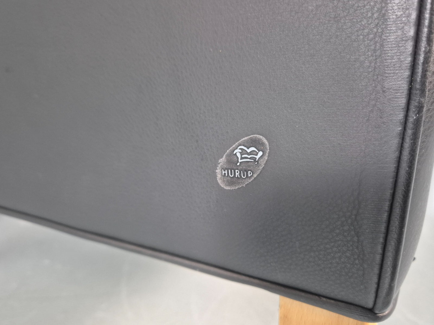 Vintage Hurup Danish 3 Seat Black Leather Sofa Mogensen 1980s Retro EB9966 M3SS10