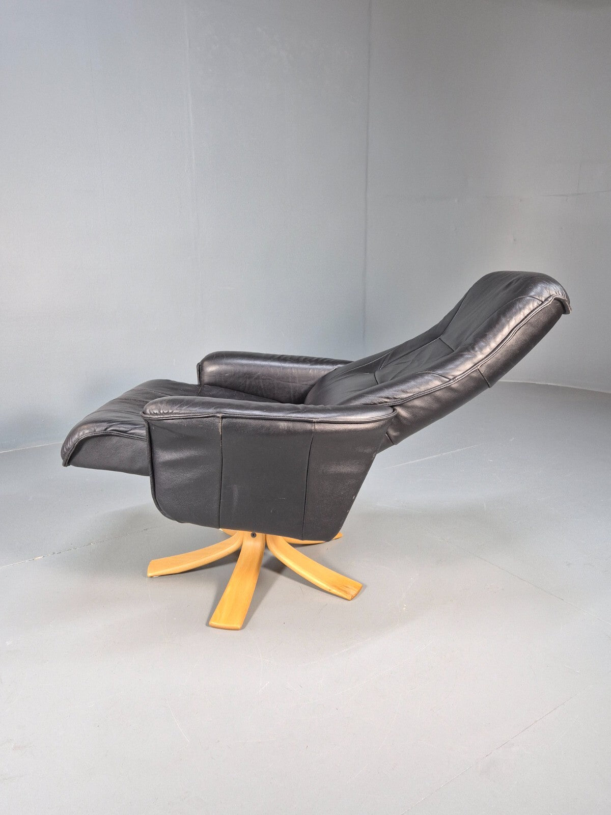 Vintage Danish Swivel and Recline Lounge Chair Bentwood Base 1980s EB9237 MSWI - UKDK FURNITURE