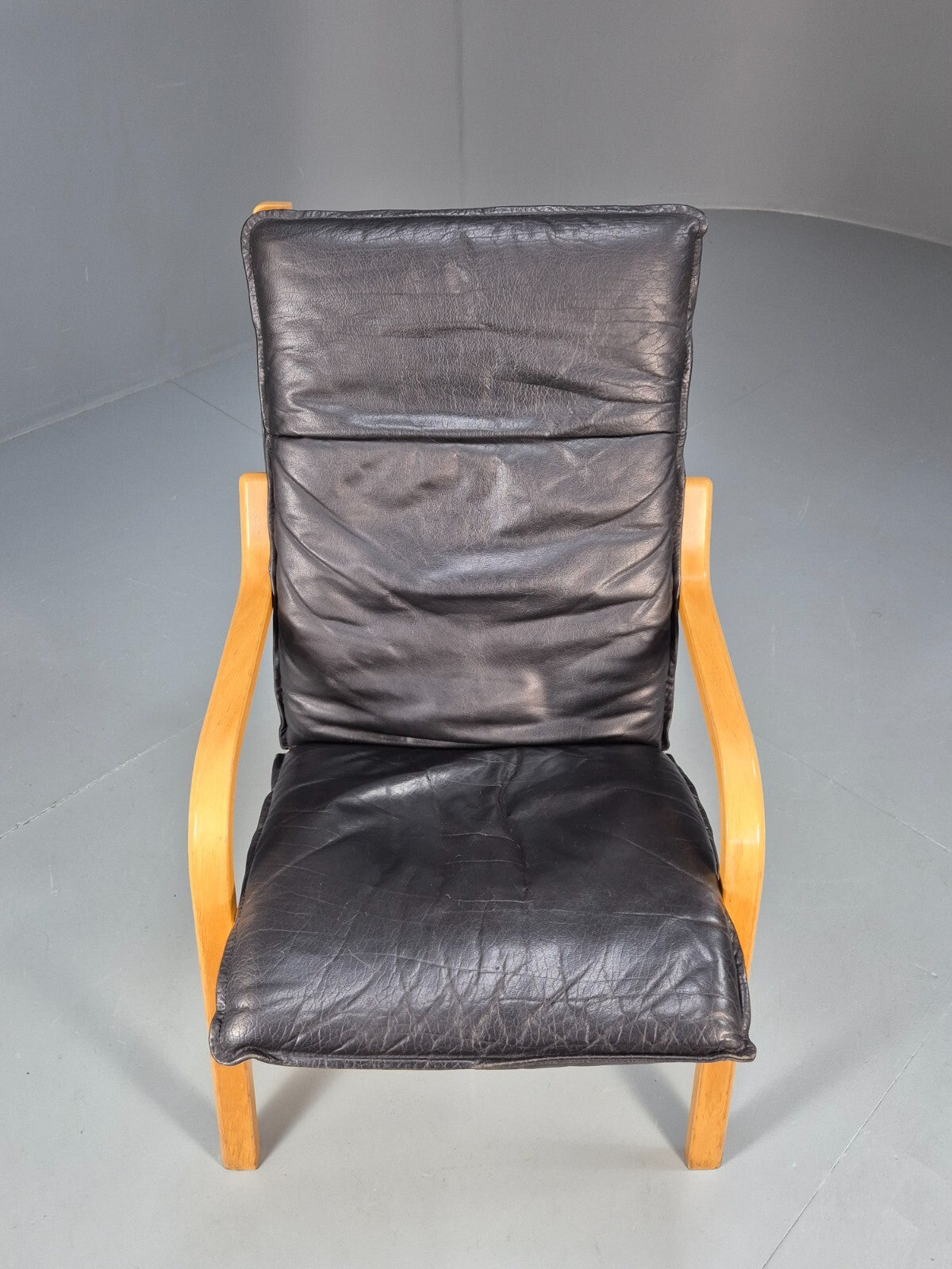 Vintage Stouby Black Leather Bentwood Armchair Retro Danish EB9297 MBEN - UKDK FURNITURE