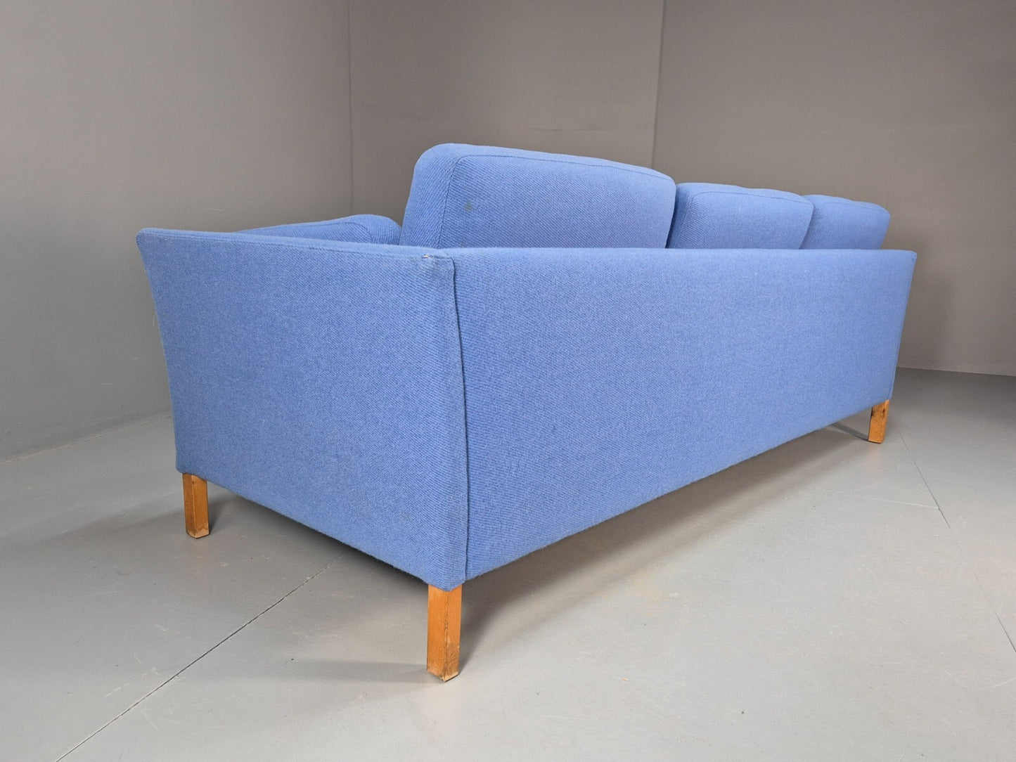 Vintage Danish 1980s Blue Wool 3 seat Sofa Mid Century Modern Retro EB9569 M3SS - UKDK FURNITURE
