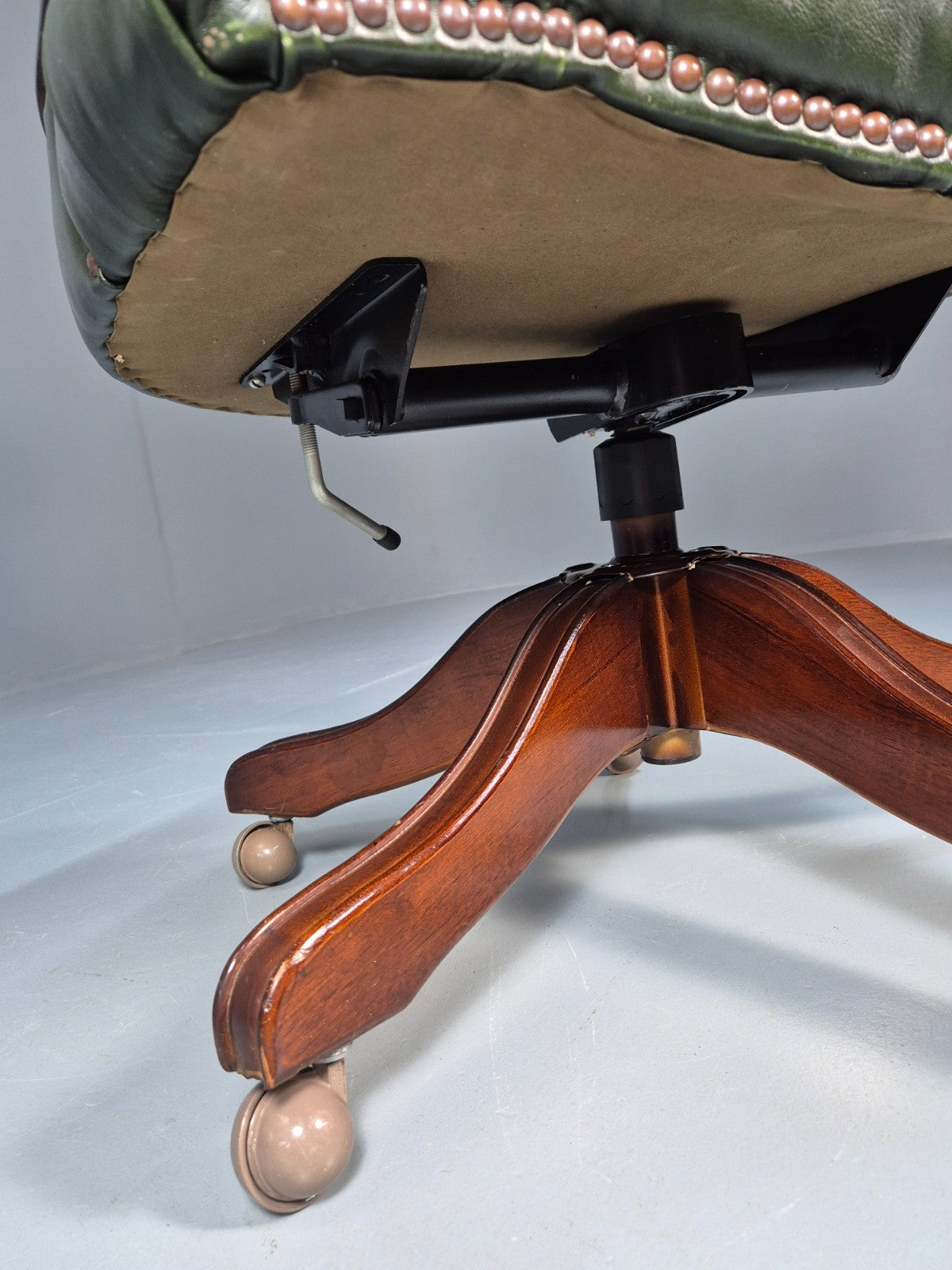 Captains Office Chair Green Leather Swivel and Tilt 1980s Retro EB10611 MSWI10