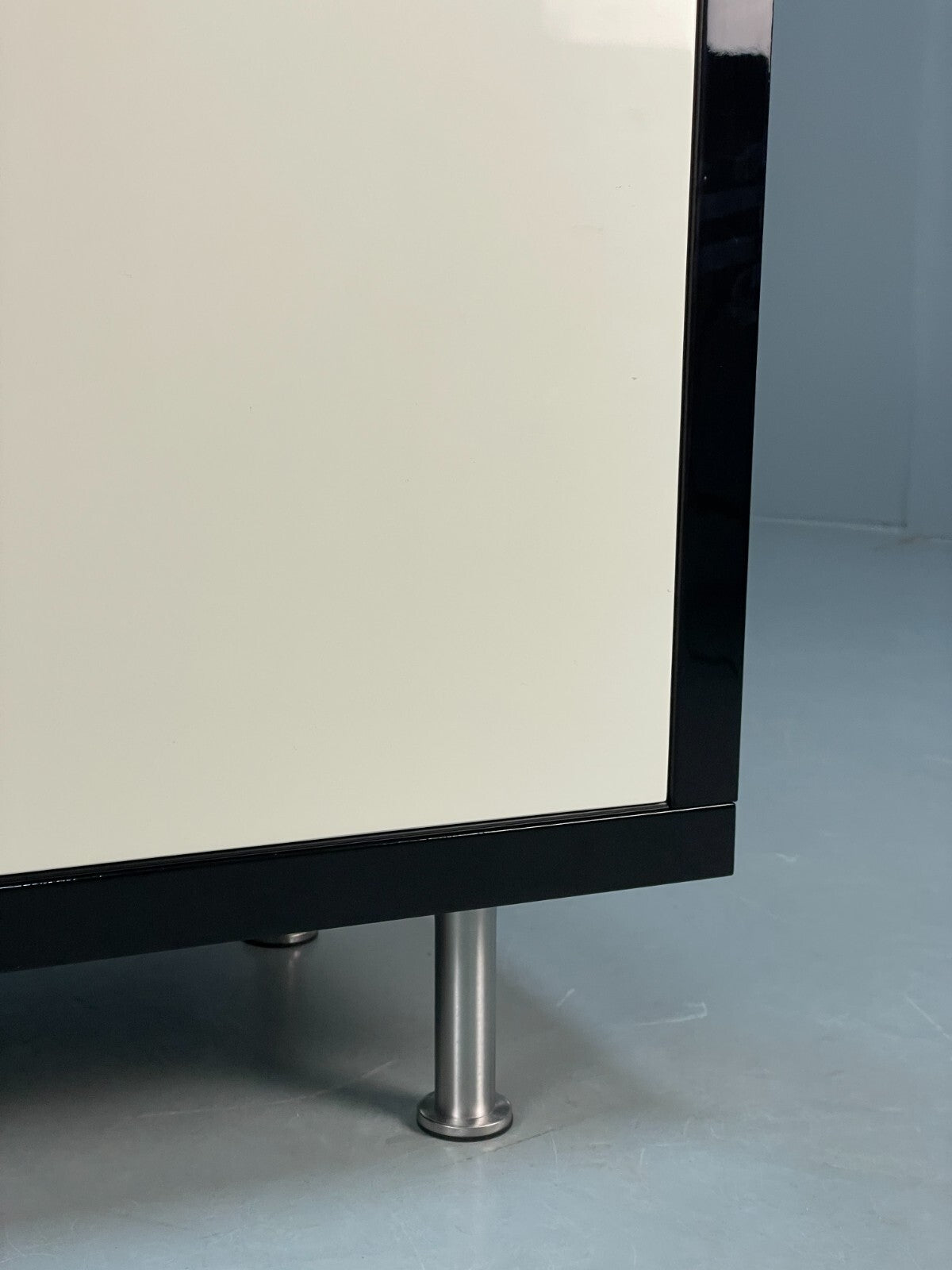 Modern Gloss Black Media Unit With Metal Legs Contemporary Storage EB8661 MWOO - UKDK FURNITURE