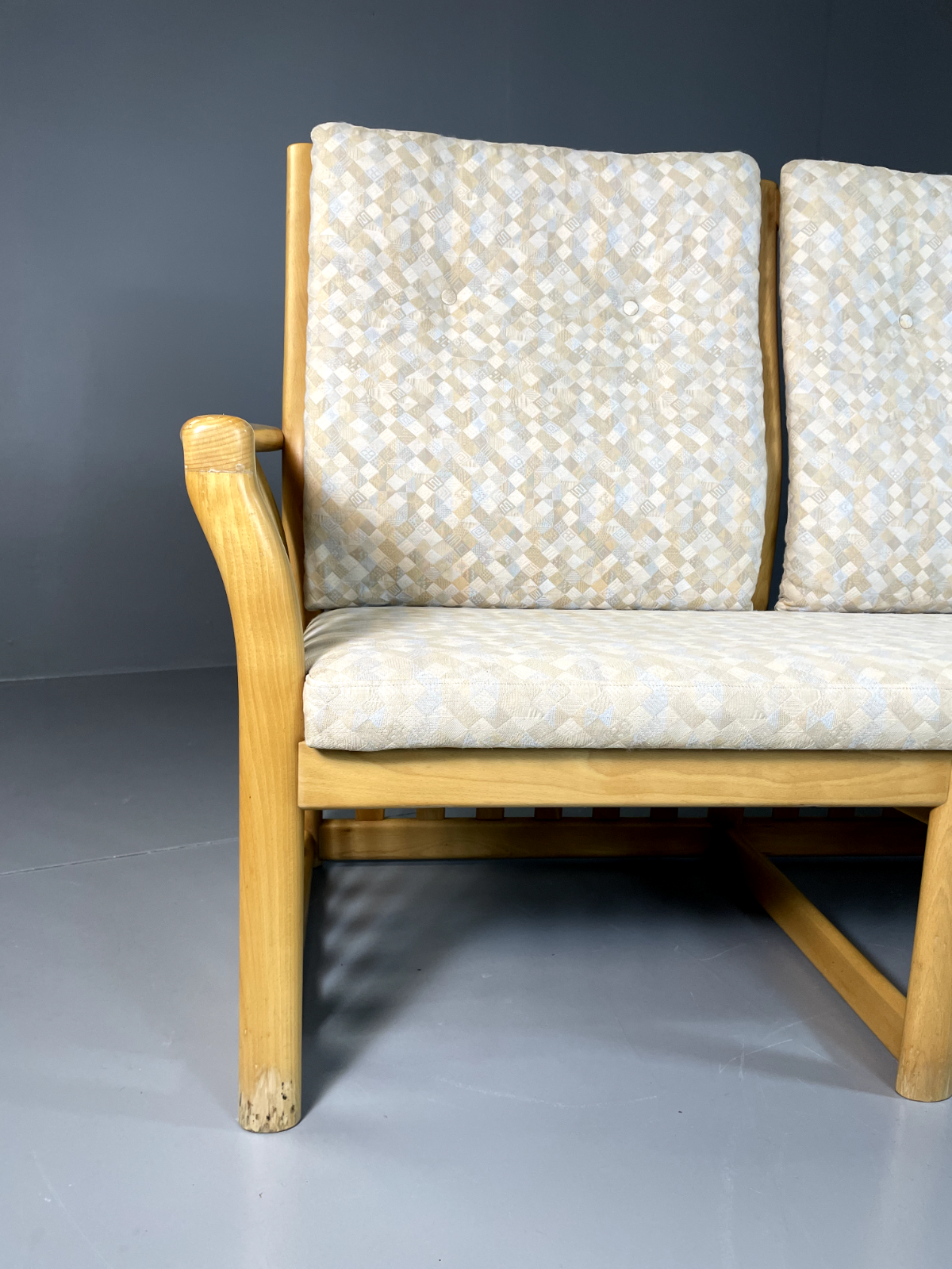 Vintage Danish 2 Seat Sofa Beech Frame Retro 1980s EB6361 M2SS - UKDK FURNITURE