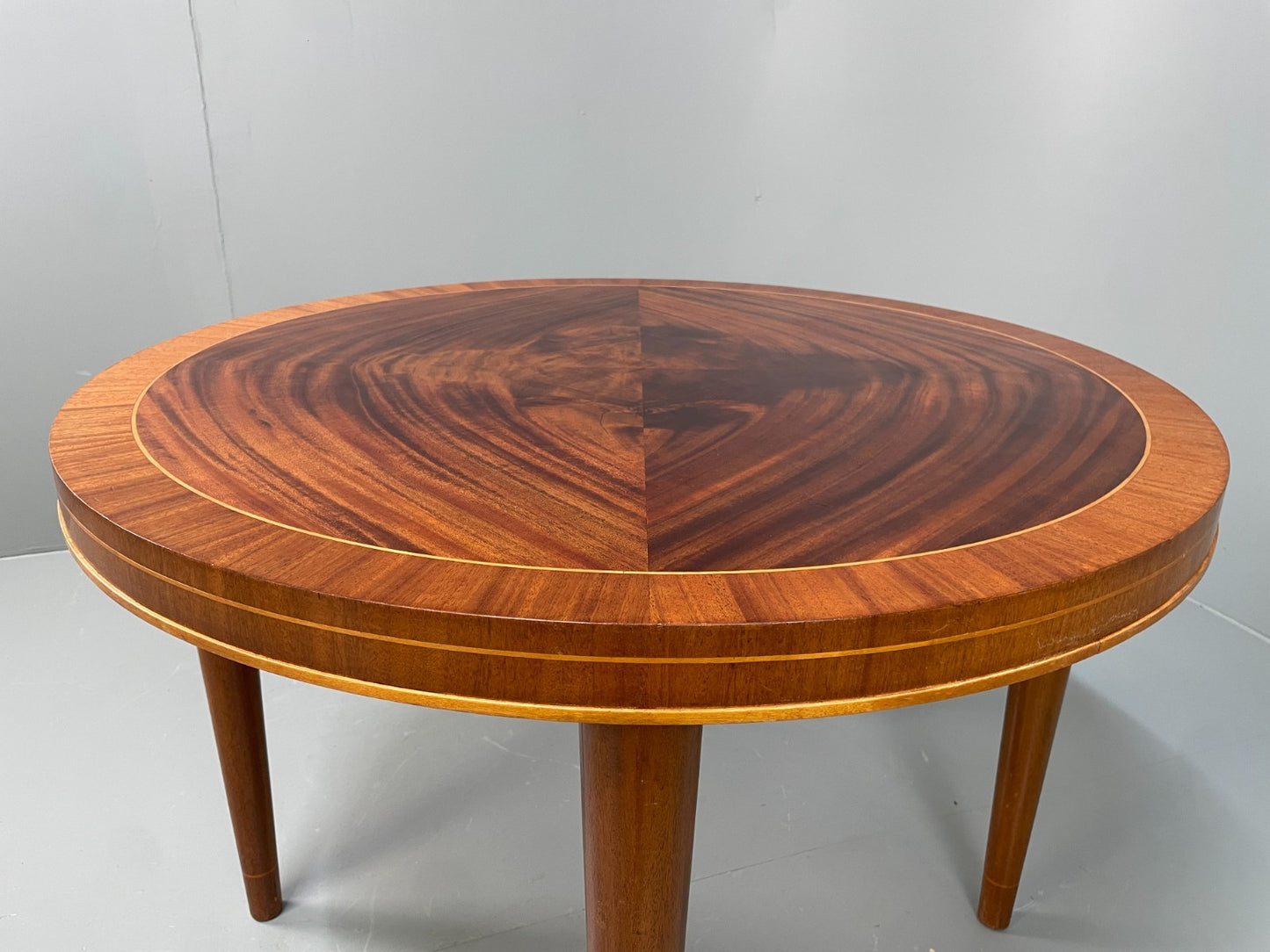 Vintage Art Deco Table Round Walnut Inlay 1950s Swedish EB11191 MWOO23