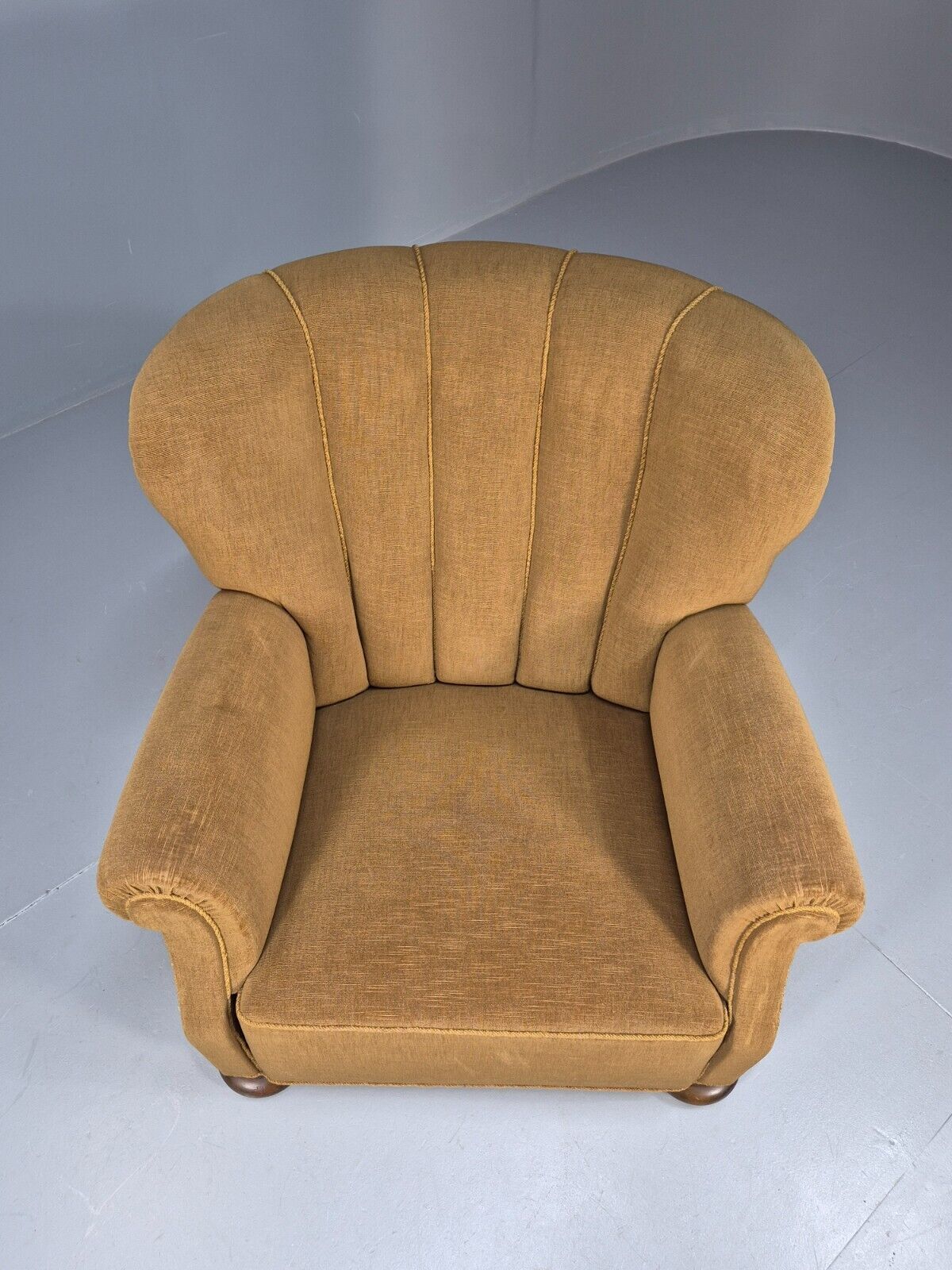 EB8932 Vintage Danish Lounge Chair Gold Velour Shell Back Deco 1930s EB8932 VCLO - UKDK FURNITURE