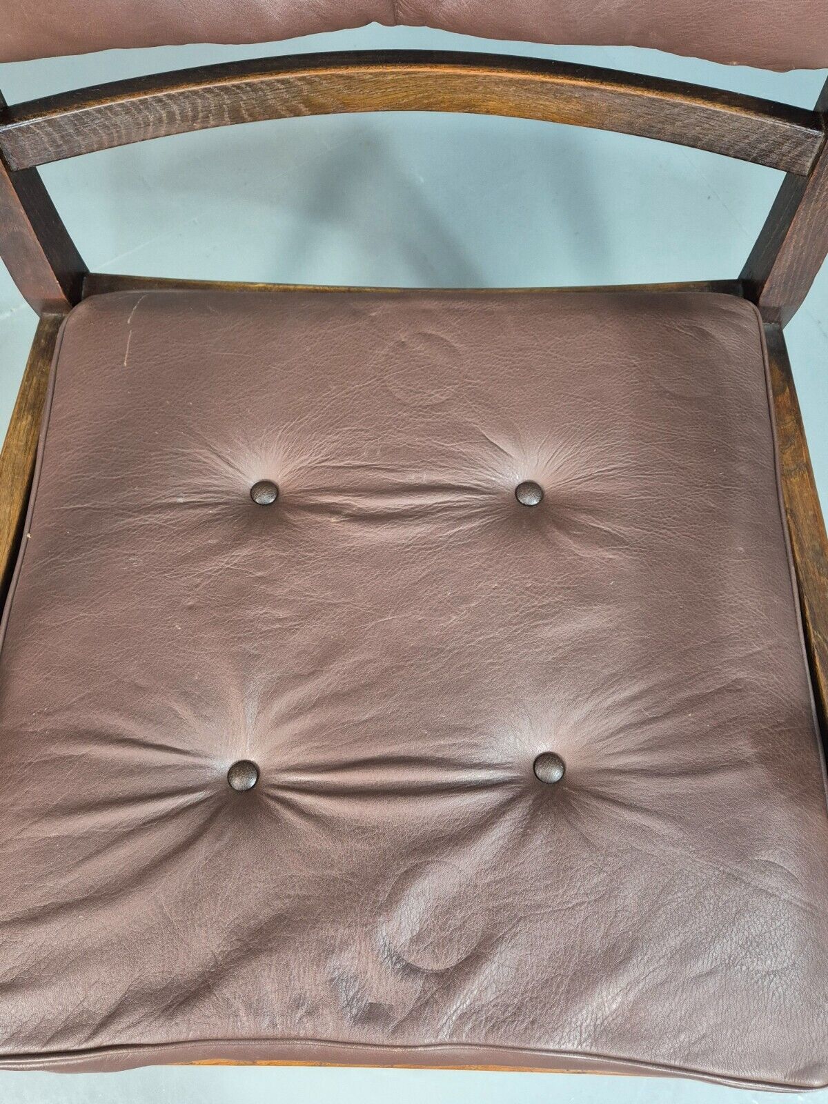 Vintage Danish Lounge Chair Brown leather Oak Frame Jacobean Style EB8089 VCAR - UKDK FURNITURE
