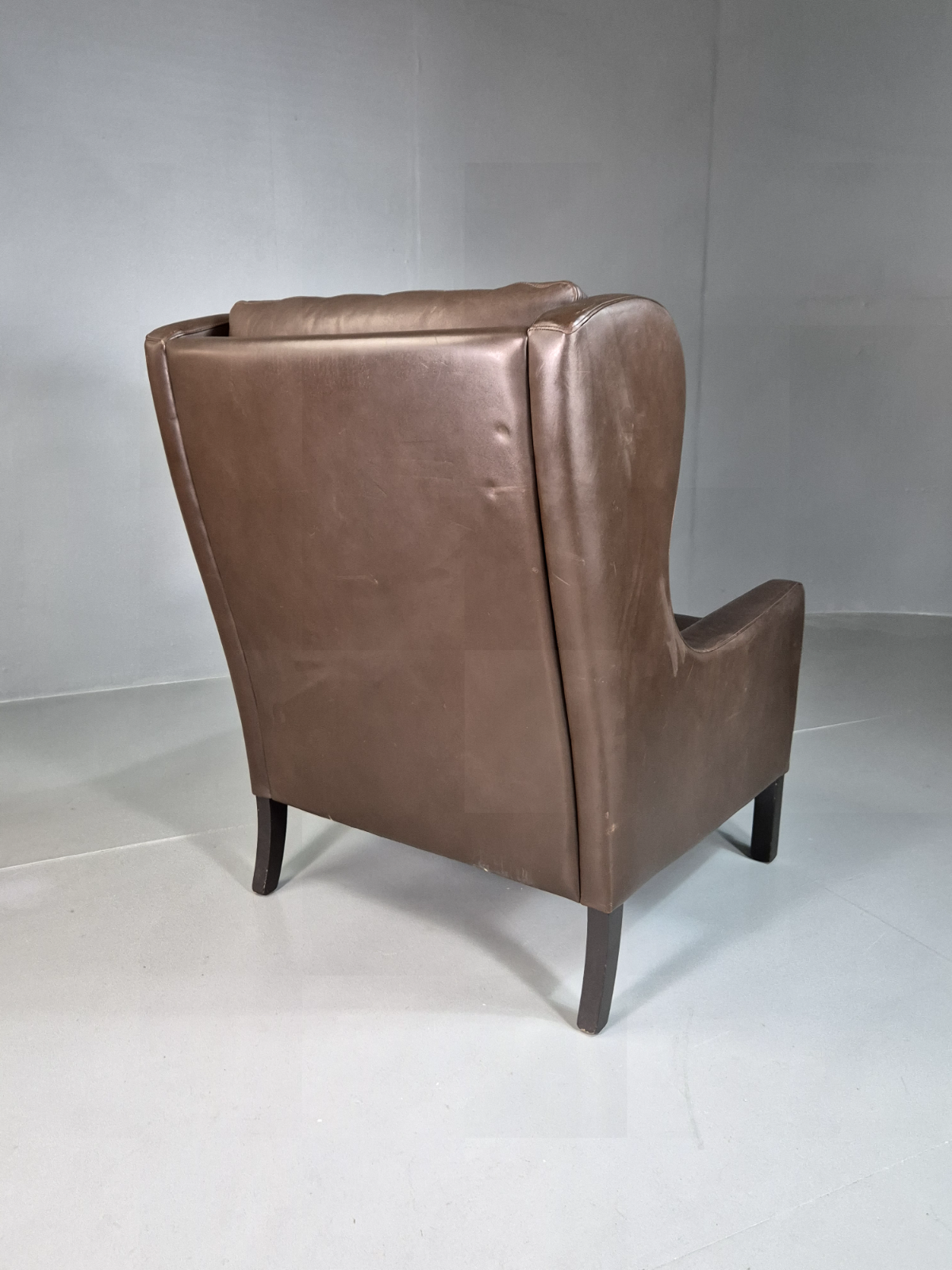Vintage Danish Wingback Lounge Chair Brown Leather Mogensen Retro EB7211 MNOR - UKDK FURNITURE