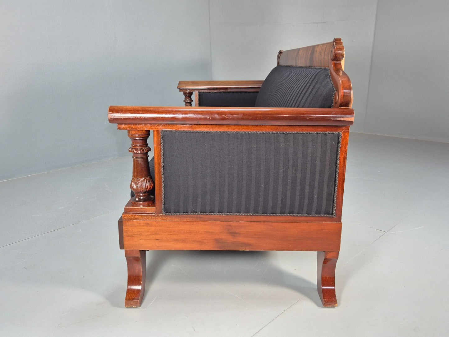 Vintage Scandinavian Biedermeier Mahogany Sofa Charcoal Antique EB9548 V3SS - UKDK FURNITURE