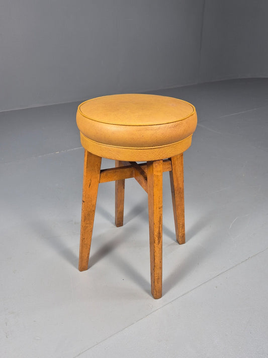 Vintage Mustard Vinyl Stool 1950s Mid Century EB9493 MFOO - UKDK FURNITURE