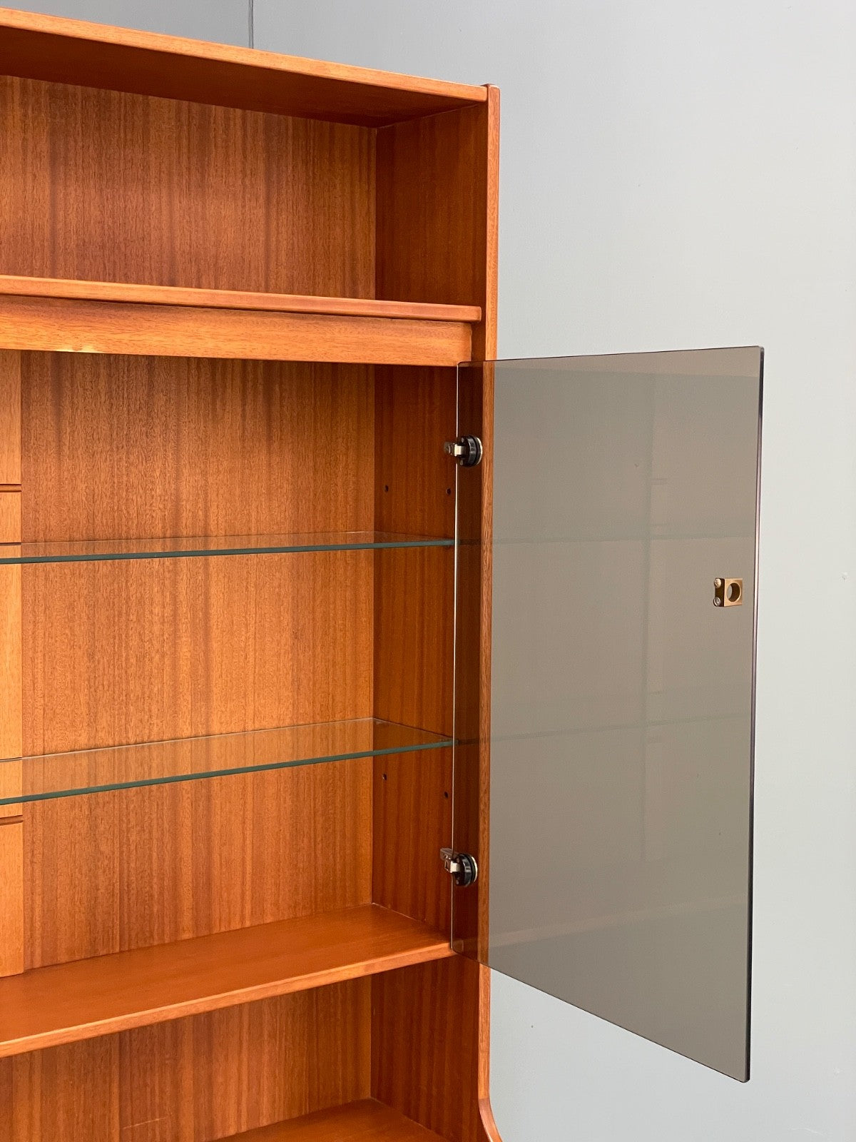 Vintage Teak Shelving Unit Cocktail Cabinet Glazed Retro 1970s EB10011 MWOO - UKDK FURNITURE