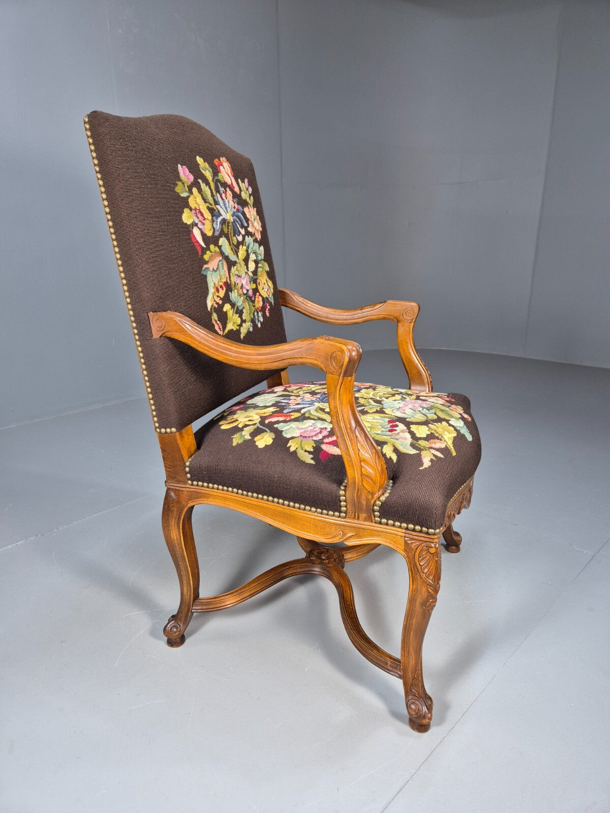 Vintage Danish Lounge Brown Floral Oak 17th Century Style EB8996 VCLO - UKDK FURNITURE