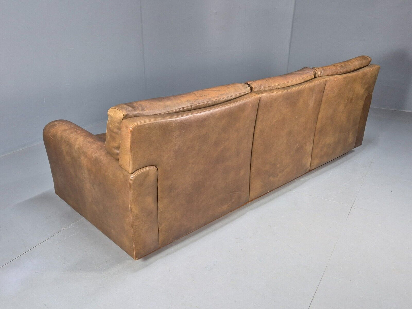 Vintage Swedish 3 Seat Sofa Tan Leather Norrell Retro MCM 1970s EB7707 M3SS - UKDK FURNITURE