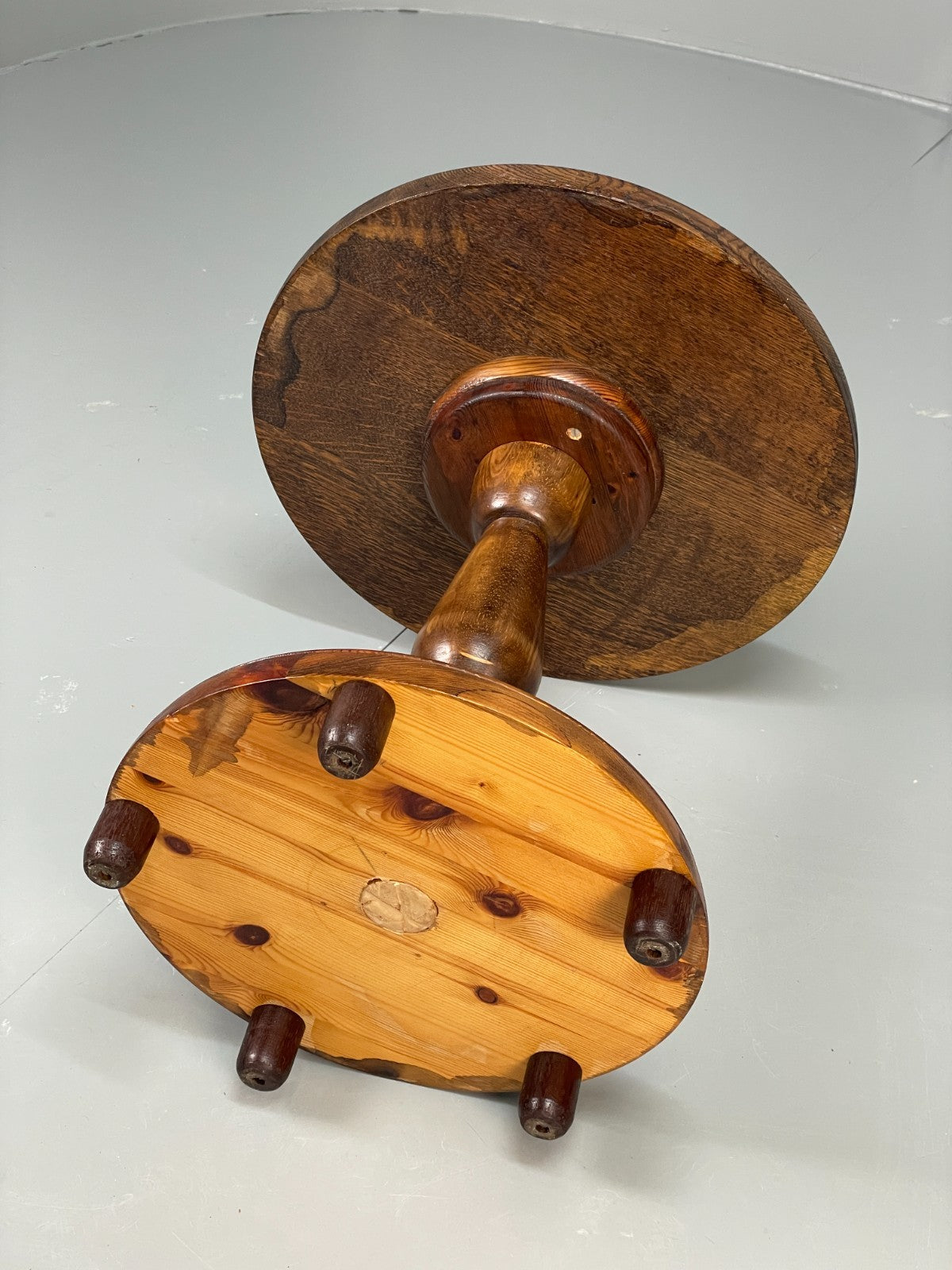 Vintage Oak Side Table With Pine Base Danish EB10828 MWOO15