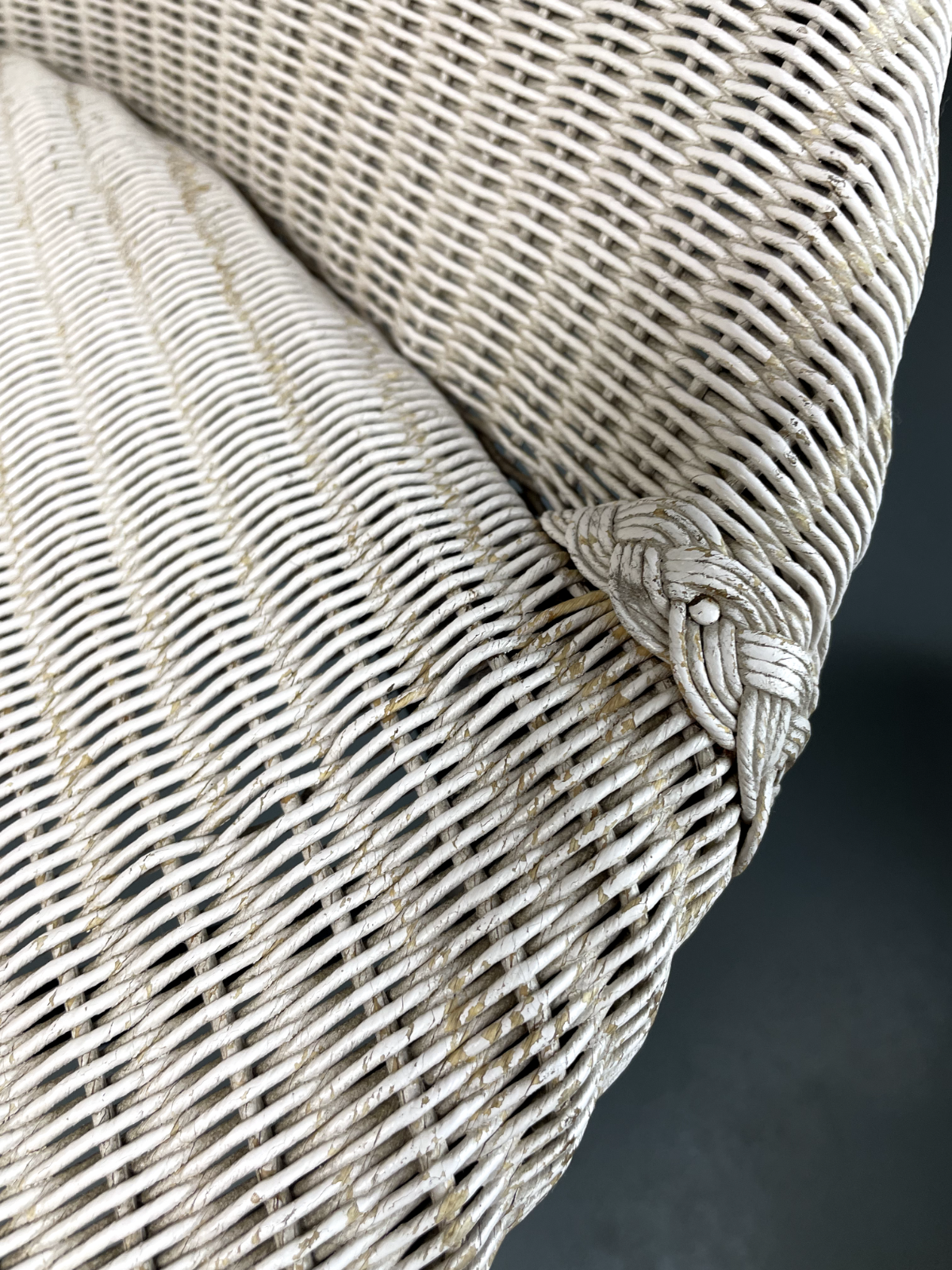 Vintage Lloyd Loom Chair White Circular Retro MCM EB5270 VBER16