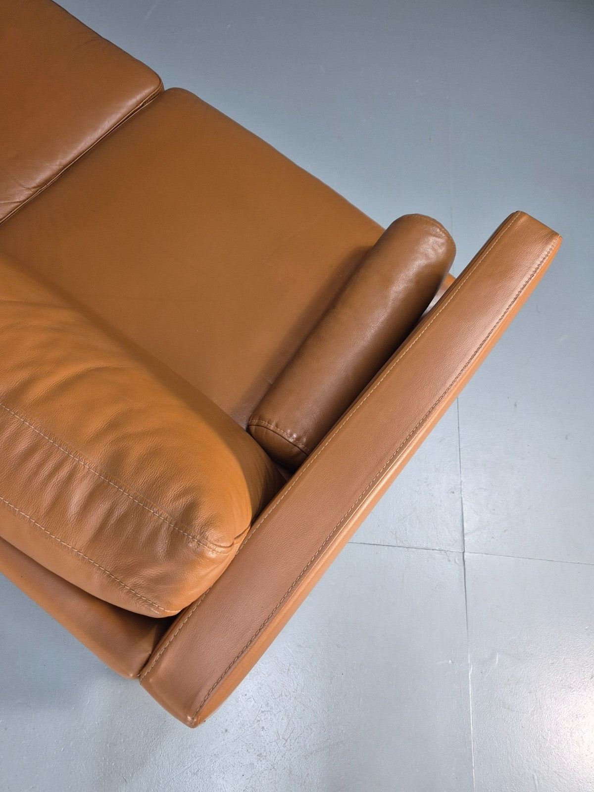 Vintage Tan Leather Two Seater Sofa Danish 1970s Retro Mid Century EB10100 M2SS14