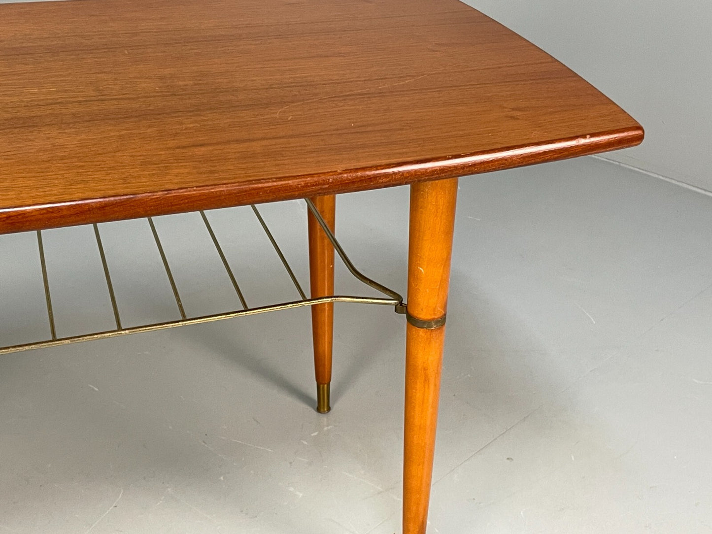 Midcentury Swedish Teak & Beech Coffee Table With Magazine Rack EB8683 MWOO - UKDK FURNITURE