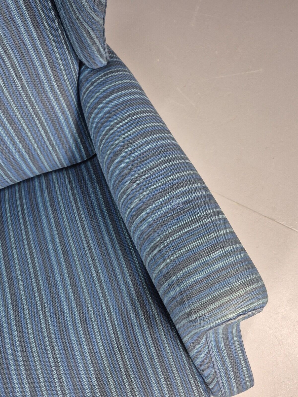 Vintage Danish Wingback Lounge Chair Blue Stripe Wool Cover 1950s Eb9024 VCLO - UKDK FURNITURE