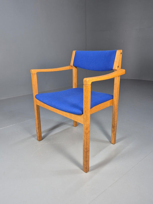 Vintage Danish Mid Century Armchair, Blue Cloth, Oak Frame 1970s MCM EB8944 MDIN - UKDK FURNITURE