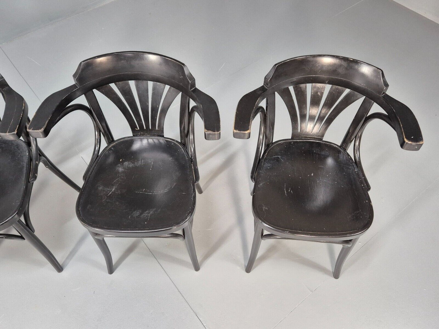 4 Vintage Bistro Chairs Black Thonet Style Czech Built Retro EB8859 VDIN - UKDK FURNITURE