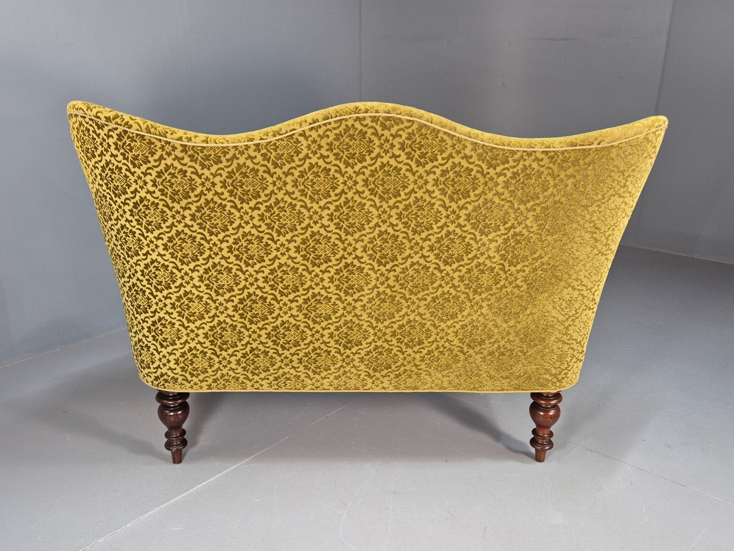 Antique 2 Seater Sofa Camel Back Gold Embossed Velour Danish Design EB9580 V2SS - UKDK FURNITURE
